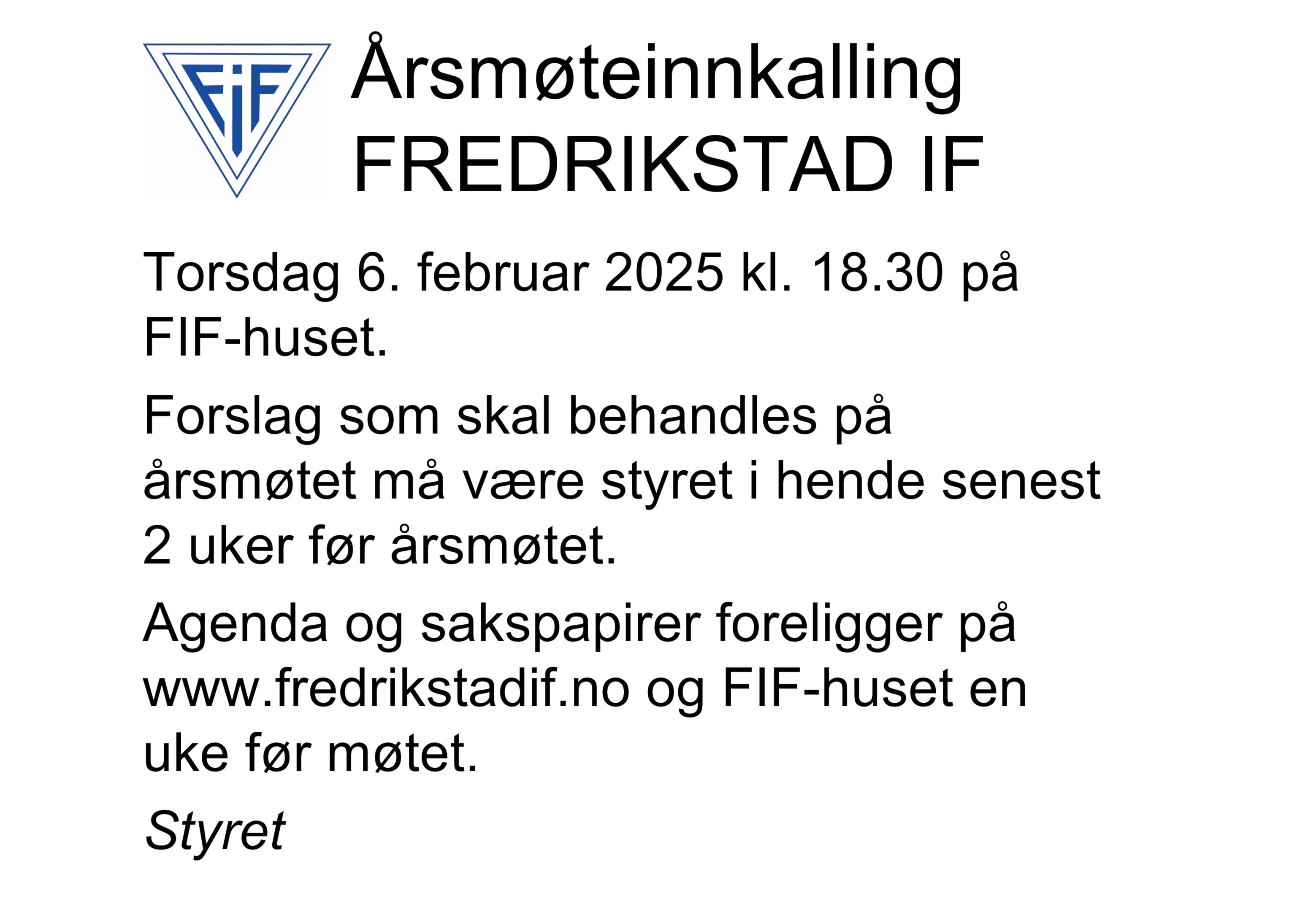 Årsmøteinnkalling